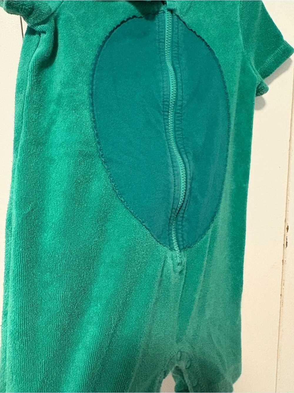 Mini Boden Crocodile Towelling Romper, green terry cloth, Baby 18-24 Months